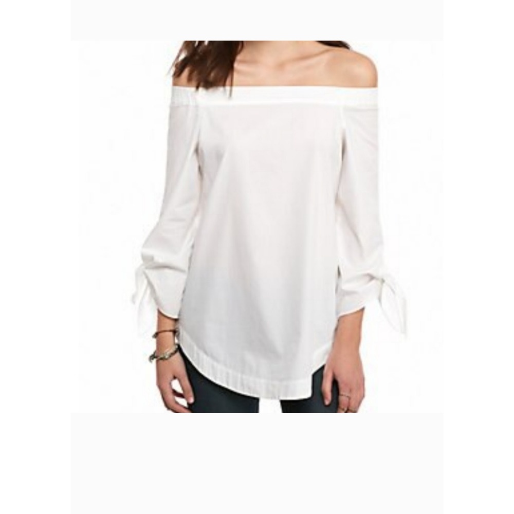 Free People off the shoulder long sleeve white tunic top
